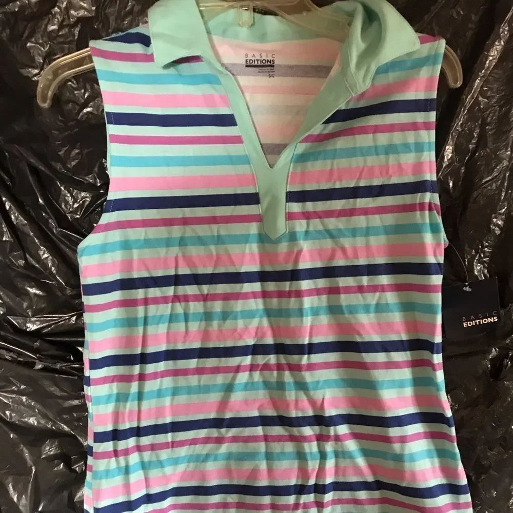 Basic Editions Stripped Sleeveless Top sz. S NWT